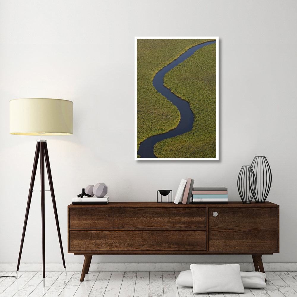 Papyrus swamps and channel, aerial view, Africa-Paper Art-34&quotx50"