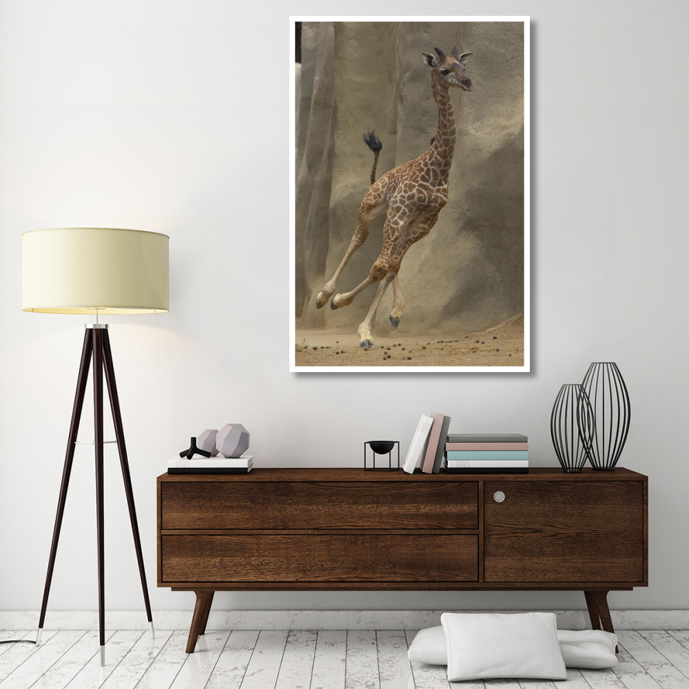 Masai Giraffe calf running, native to Africa-Paper Art-42&quotx62"