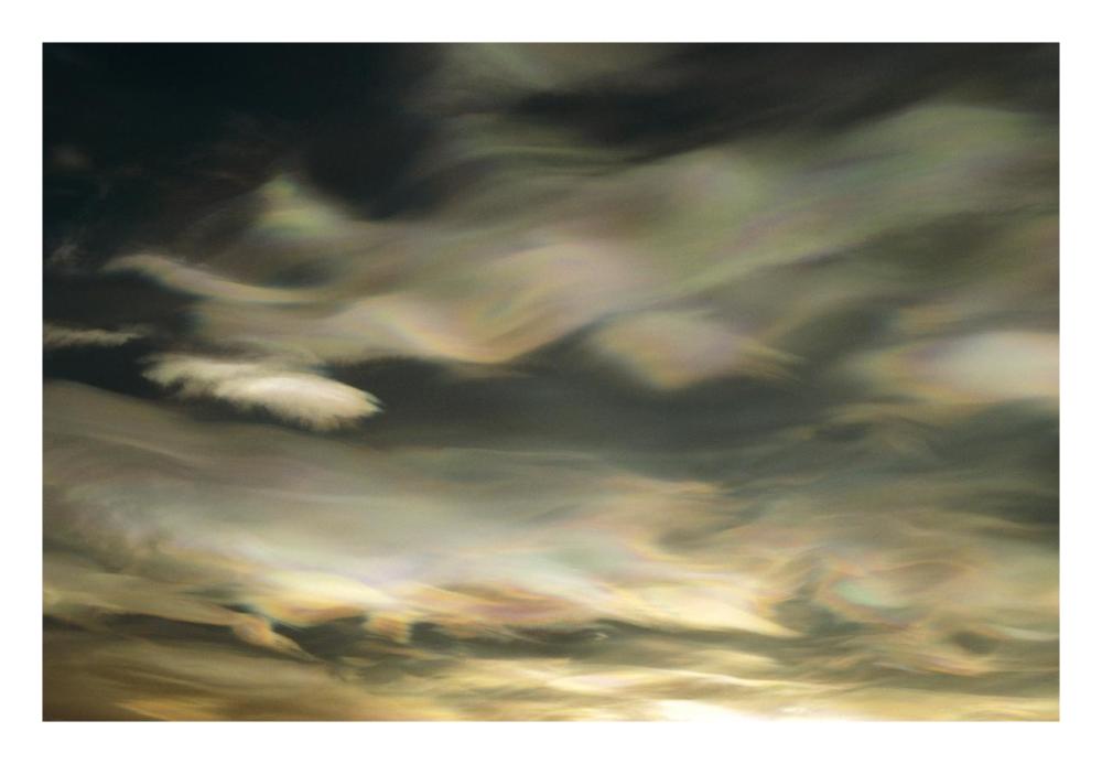 Nacreous Mother of Pearl' clouds seen over Ross Island in late winter, early spring, Antarctica-Paper Art-26"x18"