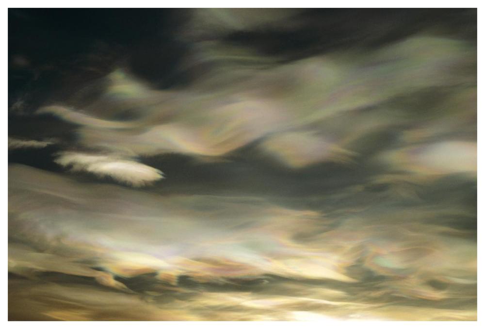 Nacreous Mother of Pearl' clouds seen over Ross Island in late winter, early spring, Antarctica-Paper Art-62"x42"