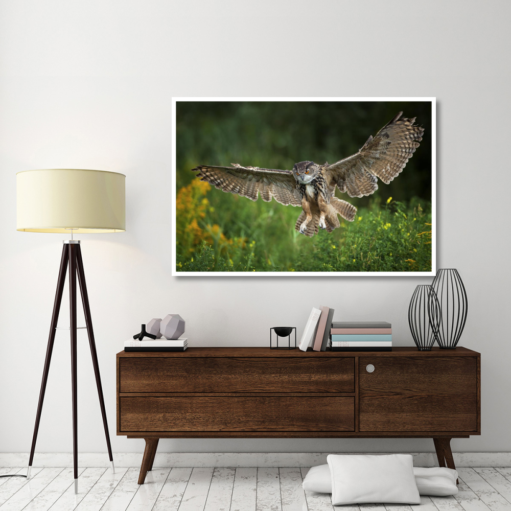 Eagle Owl landing, Netherlands-Paper Art-62&quotx42"