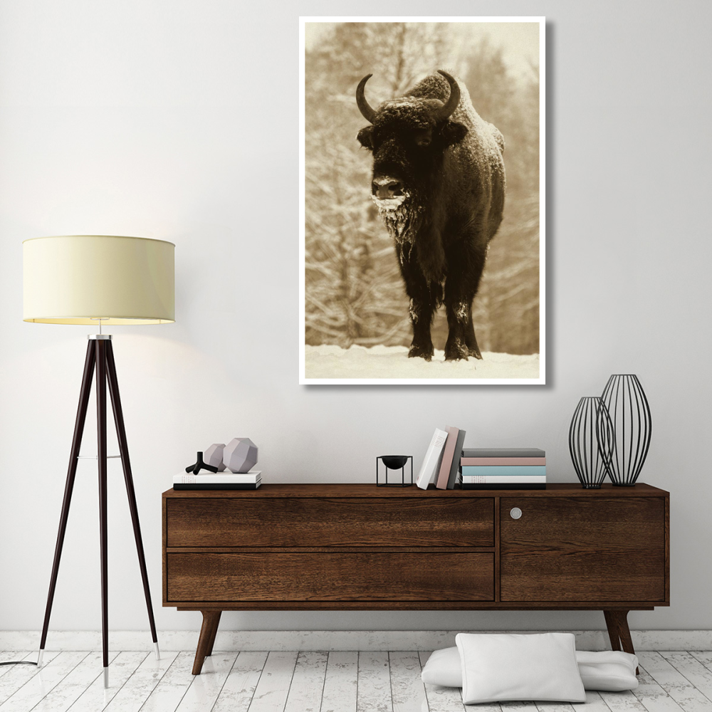 European Bison or Wisent in snow, Europe-Paper Art-42&quotx62"