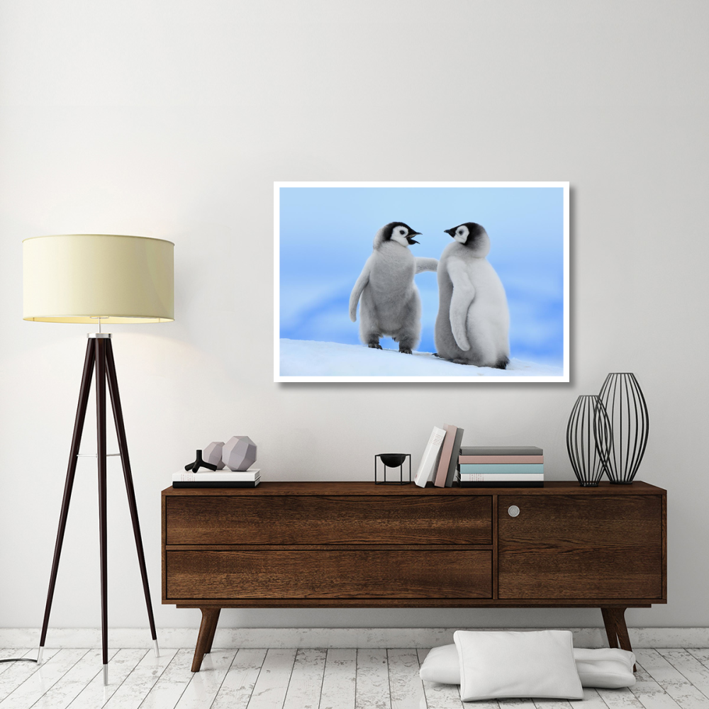 Emperor Penguin pair, Snow Hill Island, Antarctica-Paper Art-50&quotx34"