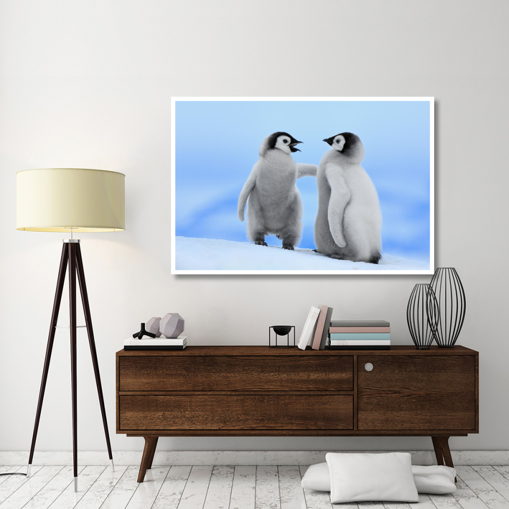 Emperor Penguin pair, Snow Hill Island, Antarctica-Paper Art-62&quotx42"