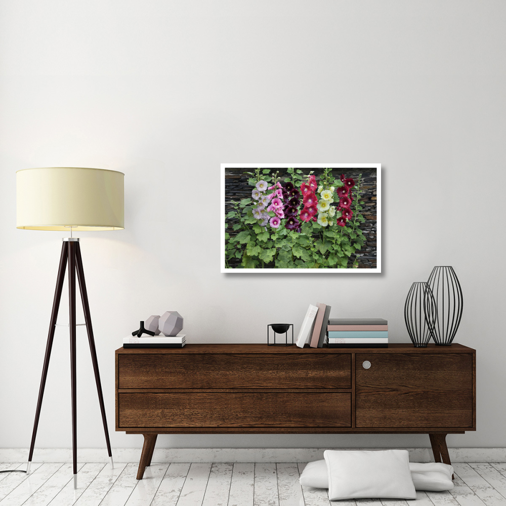 Holly Hock flowers-Paper Art-38&quotx26"