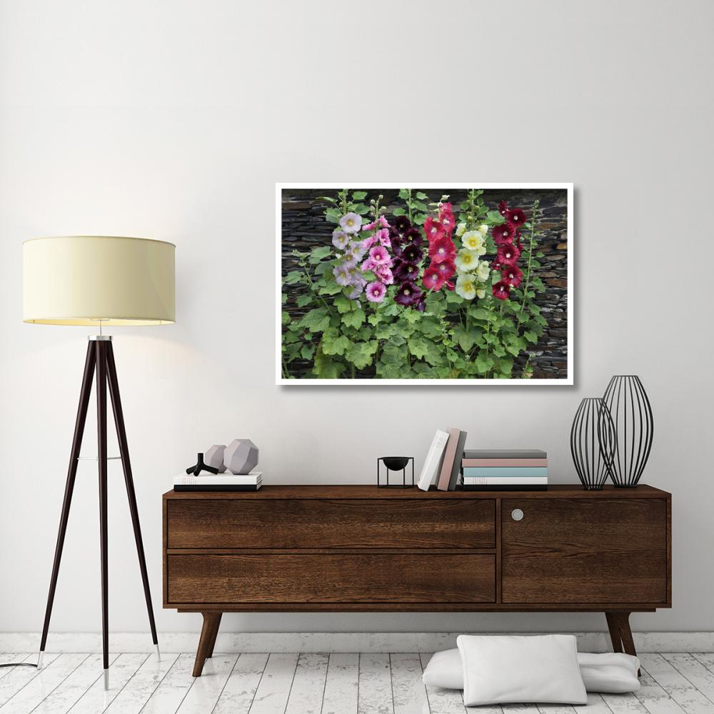 Holly Hock flowers-Paper Art-50&quotx34"