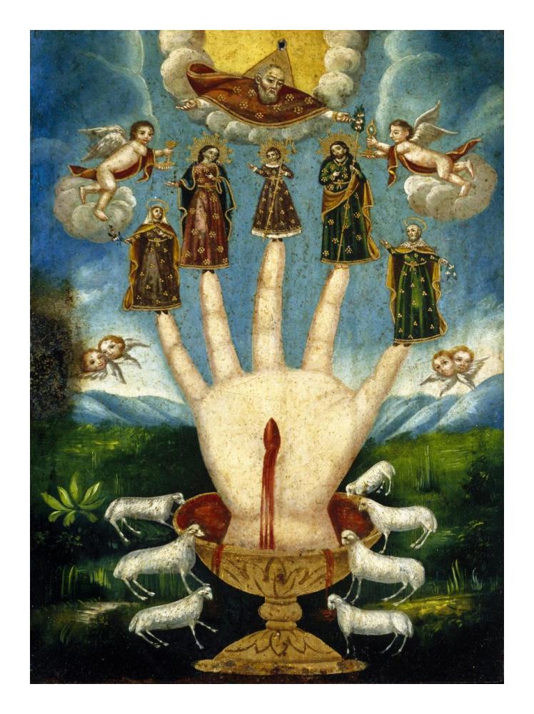 Mano Poderosa (The All-Powerful Hand), or Las Cinco Personas (The Five Persons), 19th century-Paper Art-18"x24"