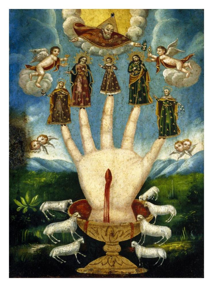 Mano Poderosa (The All-Powerful Hand), or Las Cinco Personas (The Five Persons), 19th century-Paper Art-24"x32"