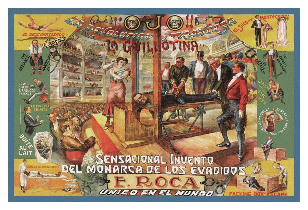 Magicians: Guillotina: F. Roca-Paper Art-20"x14"
