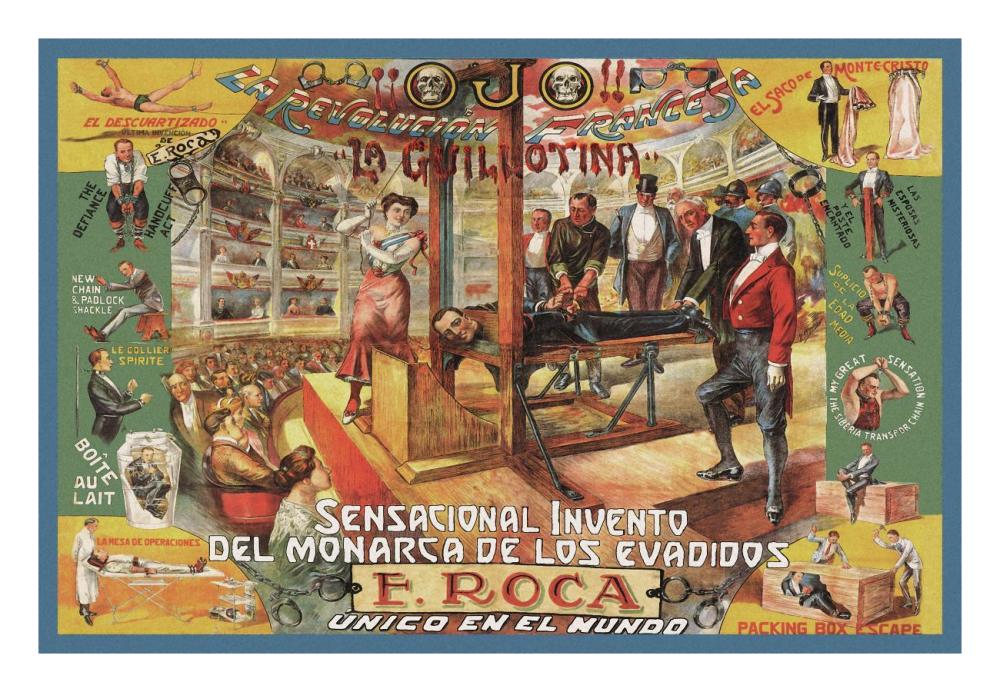Magicians: Guillotina: F. Roca-Paper Art-26"x18"