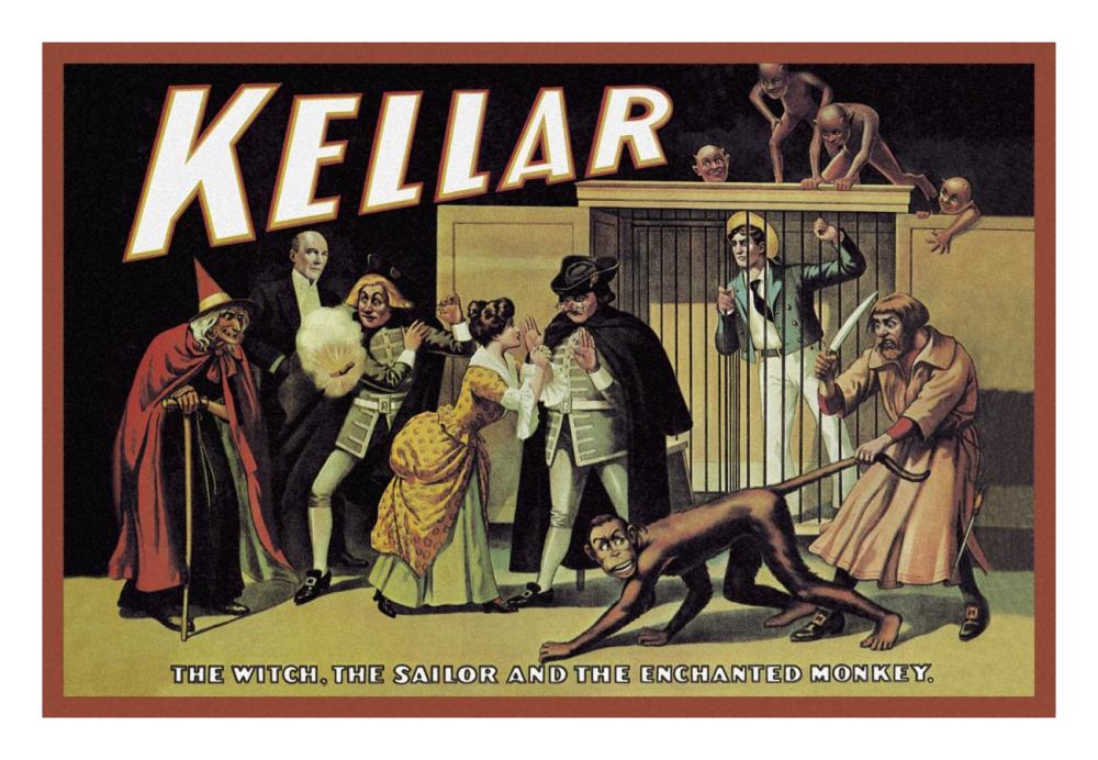 Magicians: Kellar: The Witch, the Sailor and the Enchanted Monkey-Paper Art-26"x18"