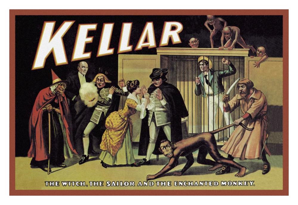Magicians: Kellar: The Witch, the Sailor and the Enchanted Monkey-Paper Art-32"x22"
