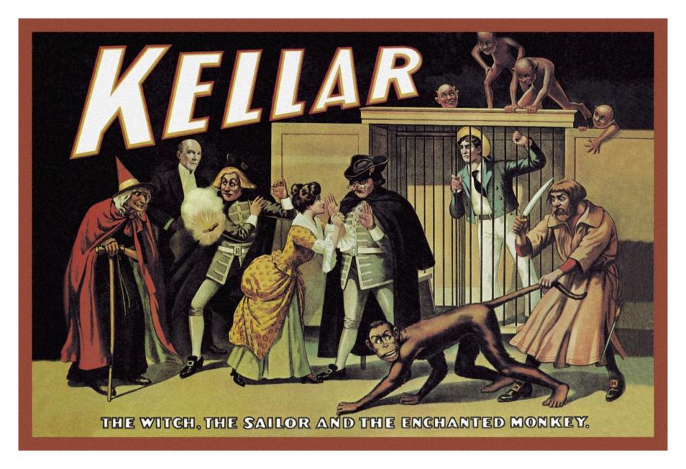Magicians: Kellar: The Witch, the Sailor and the Enchanted Monkey-Paper Art-38"x26"
