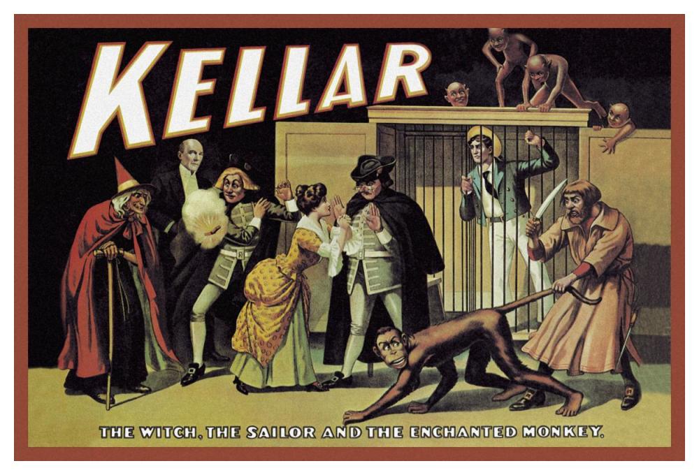 Magicians: Kellar: The Witch, the Sailor and the Enchanted Monkey-Paper Art-50"x34"
