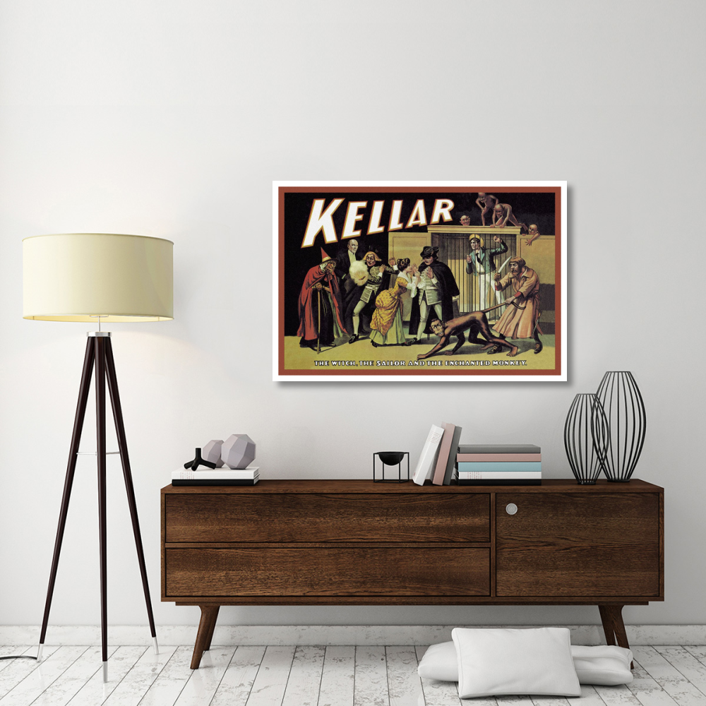 Magicians Kellar The Witch, the Sailor and the Enchanted Monkey-Paper Art-50&quotx34"
