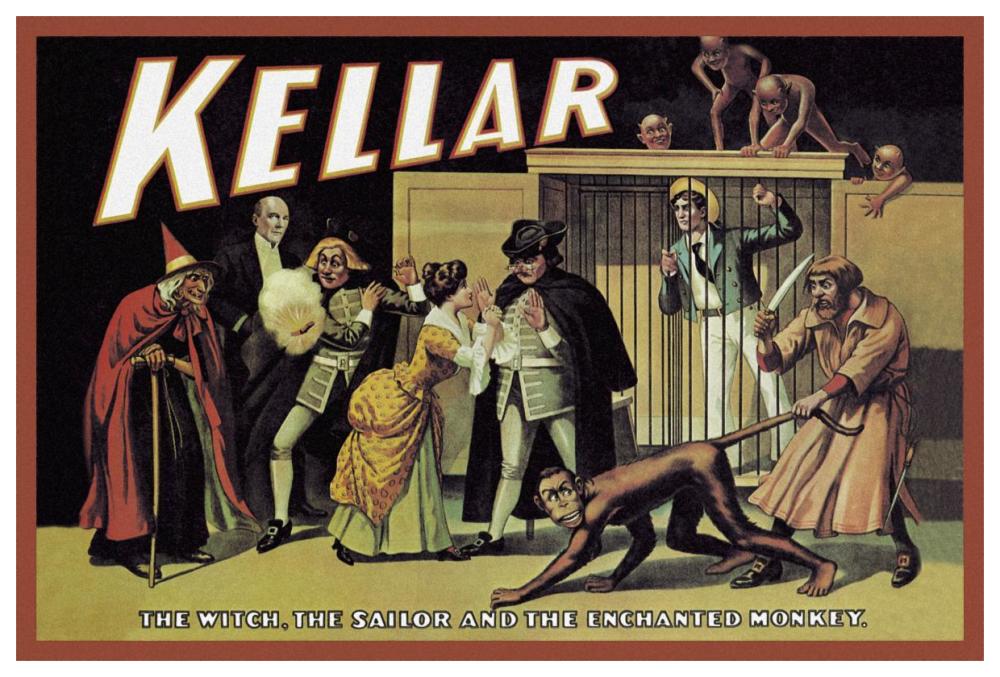 Magicians: Kellar: The Witch, the Sailor and the Enchanted Monkey-Paper Art-62"x42"