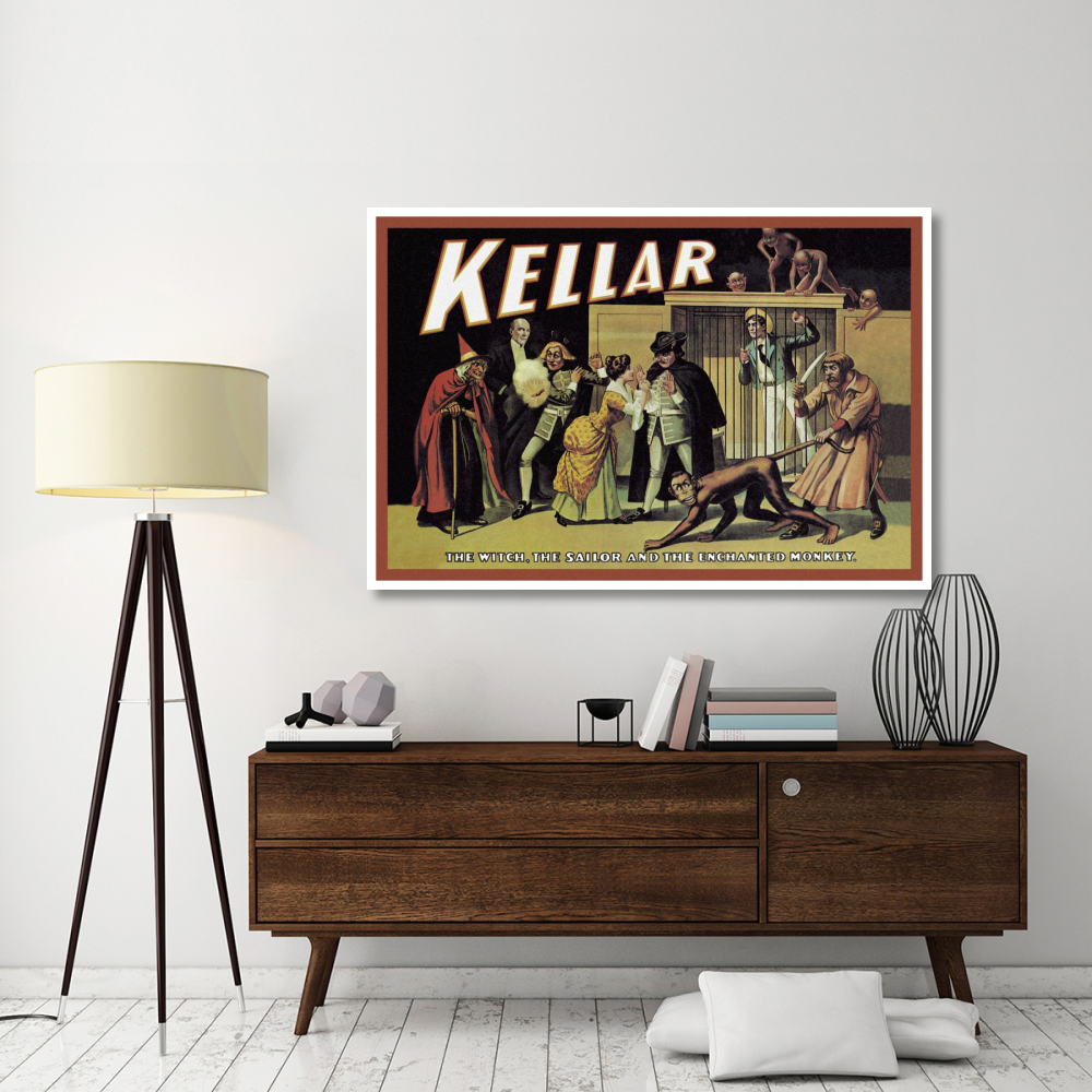 Magicians Kellar The Witch, the Sailor and the Enchanted Monkey-Paper Art-62&quotx42"