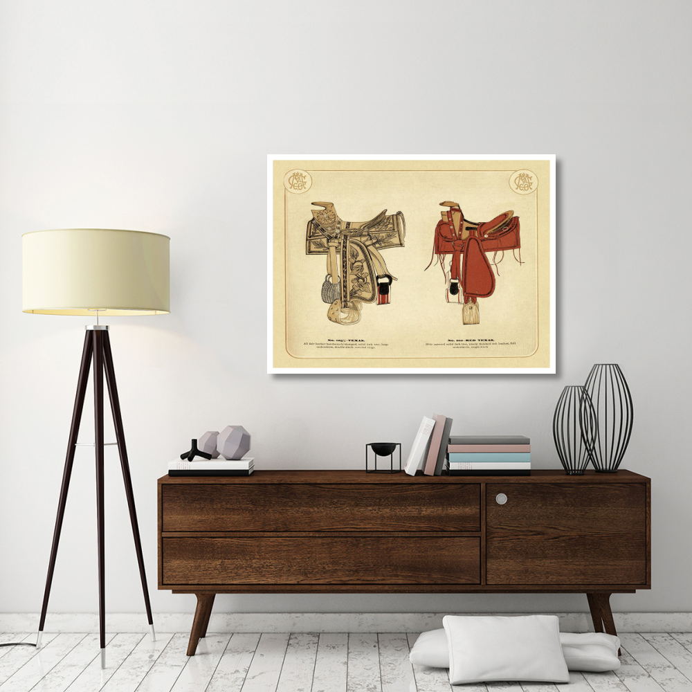 Saddles and Tack Texas and Red Texas Saddles-Paper Art-50&quotx38"