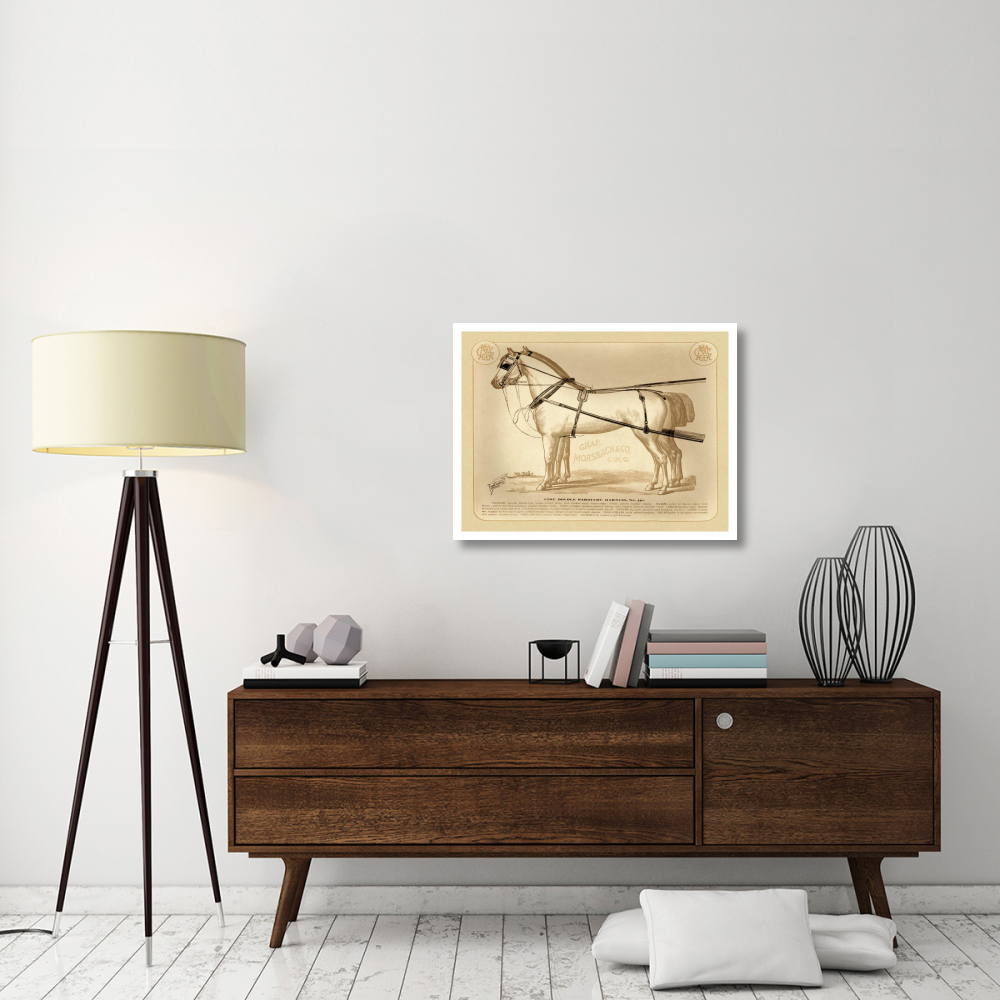 Saddles and Tack Fine Double Barouche Harness-Paper Art-34&quotx26"