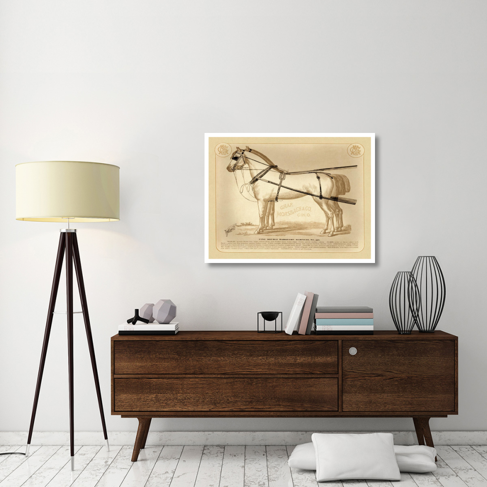 Saddles and Tack Fine Double Barouche Harness-Paper Art-42&quotx32"