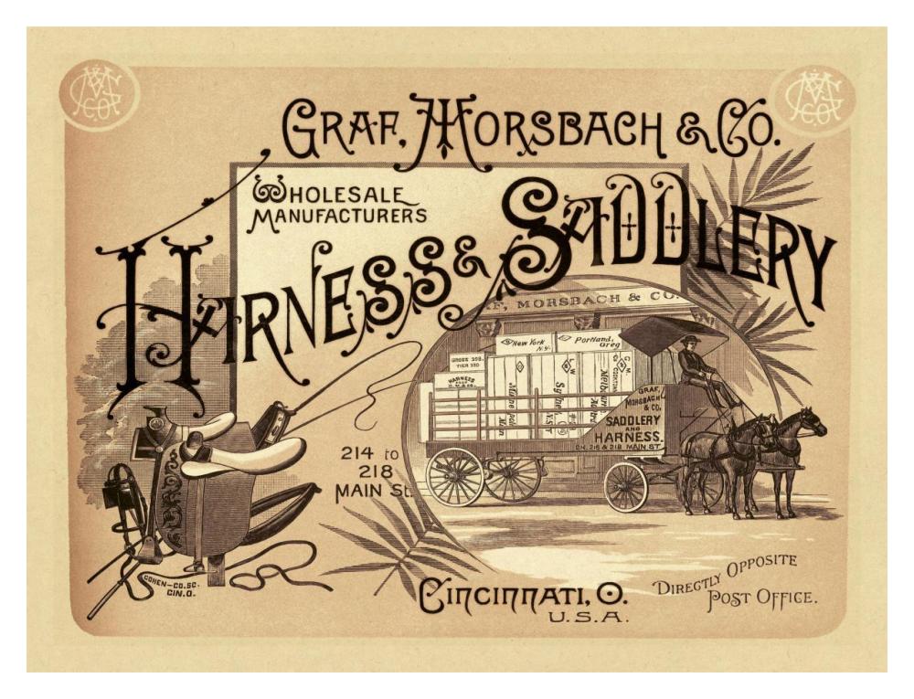 Saddles and Tack:  Graf, Morsbach and Co. Harness and Saddlery Catalog Cover-Paper Art-18"x14"