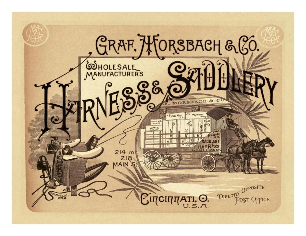 Saddles and Tack:  Graf, Morsbach and Co. Harness and Saddlery Catalog Cover-Paper Art-26"x20"