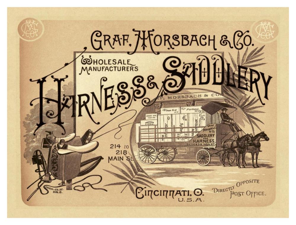 Saddles and Tack:  Graf, Morsbach and Co. Harness and Saddlery Catalog Cover-Paper Art-42"x32"