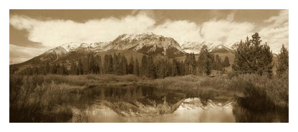 Easely Peak, Boulder Mountains, Idaho - Sepia-Paper Art-32"x14"