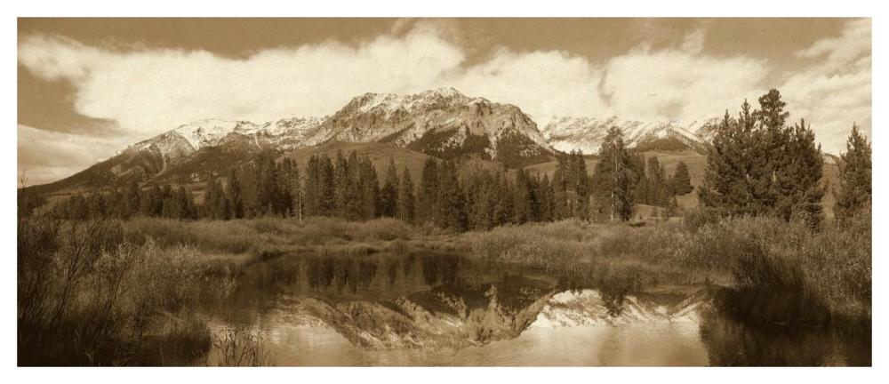Easely Peak, Boulder Mountains, Idaho - Sepia-Paper Art-52"x22"