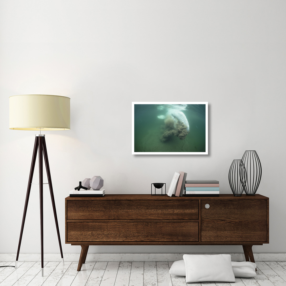 Gray Whale filter feeding, Vancouver Island, Canada-Paper Art-32&quotx22"