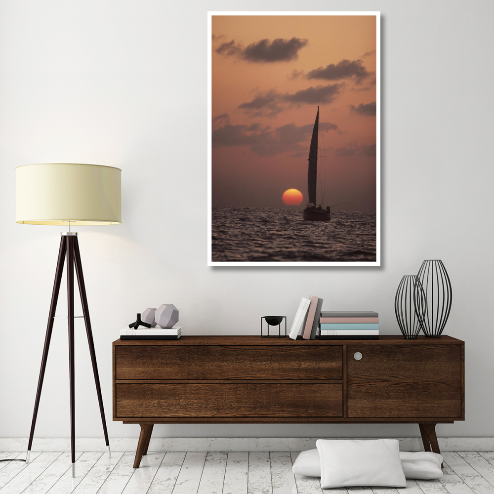 Sailboat adrift at sunset, Sri Lanka-Paper Art-42&quotx62"