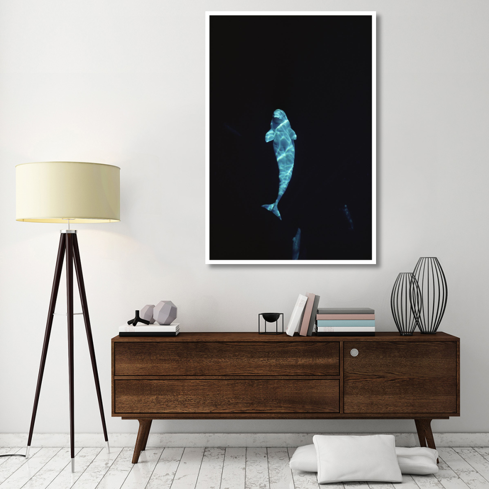 Beluga whale portrait at 200 ft depth, Lancaster Sound, Nunavut, Canada-Paper Art-42&quotx62"
