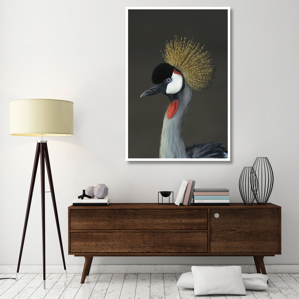 Grey Crowned Crane portrait, native to Africa-Paper Art-42&quotx62"