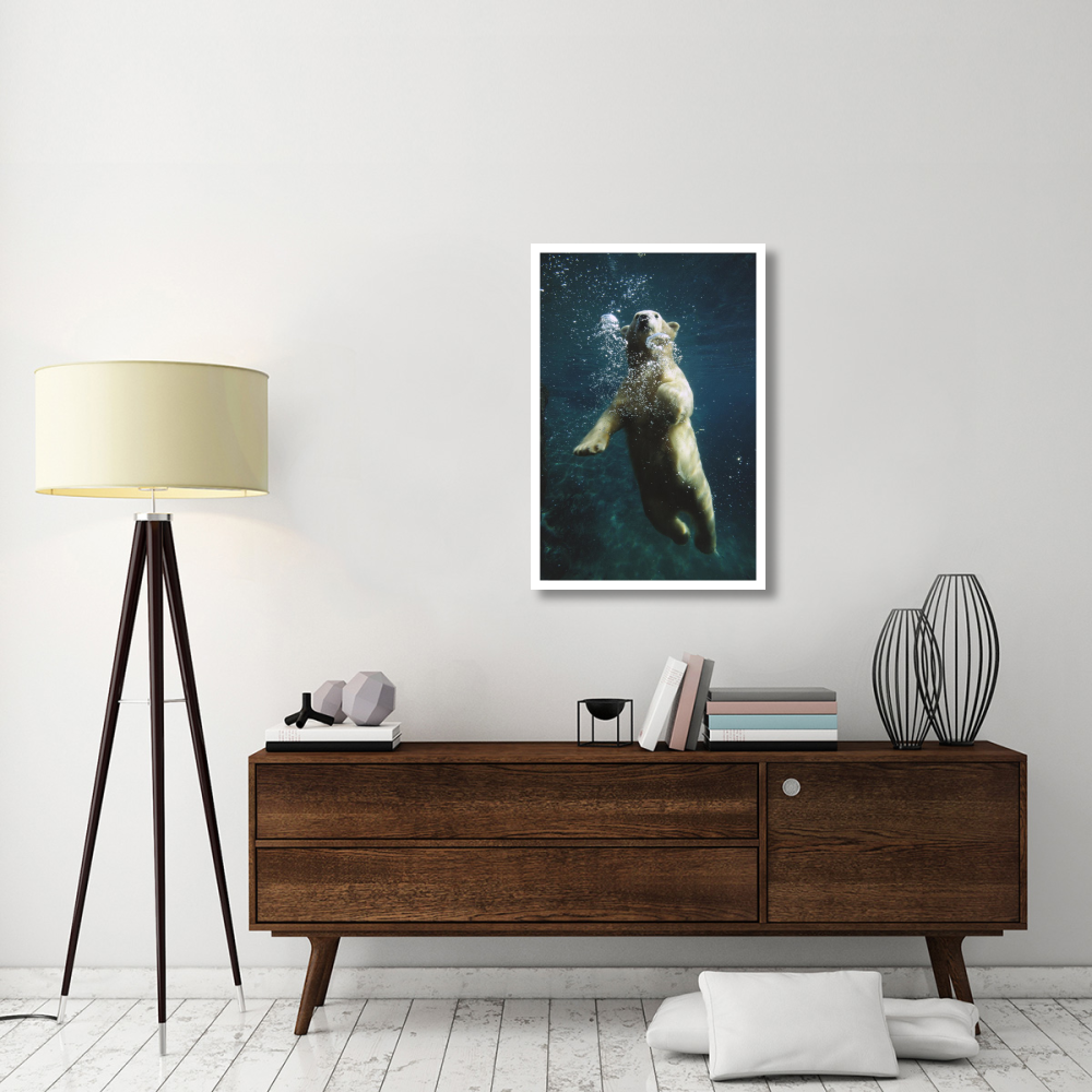 Polar Bear swimming underwater, native to North America-Paper Art-26&quotx38"