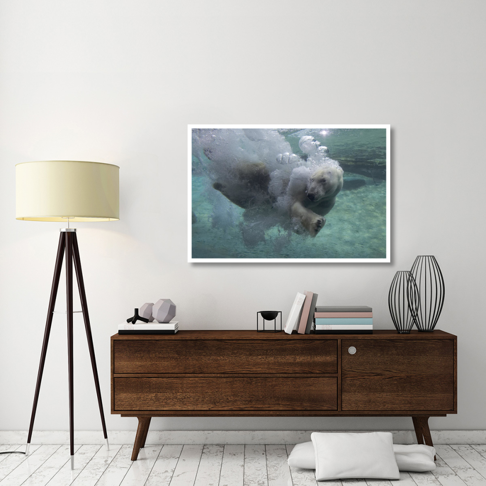 Polar Bear swimming underwater-Paper Art-50&quotx34"