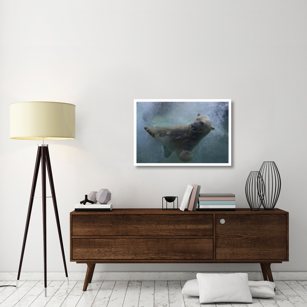 Polar Bear swimming underwater-Paper Art-38&quotx26"