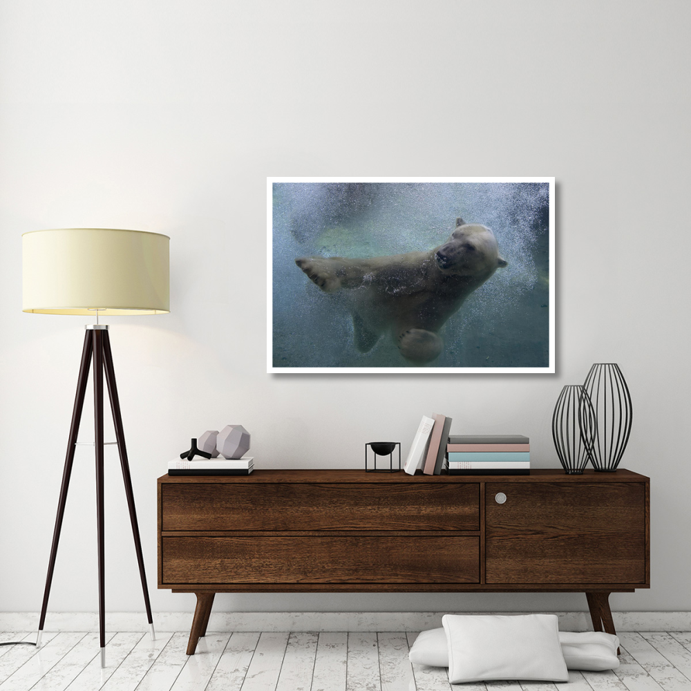 Polar Bear swimming underwater-Paper Art-50&quotx34"