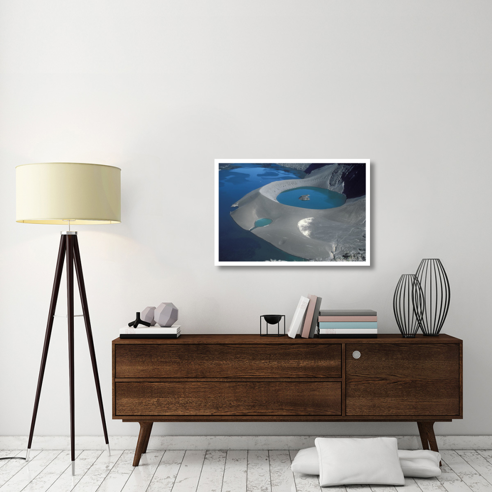 Cerro Azul caldera with lake and tufa cone,  Galapagos Islands, Ecuador-Paper Art-38&quotx26"