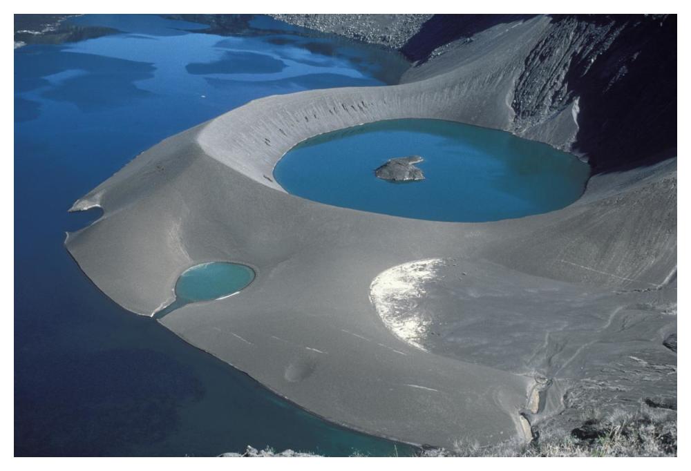 Cerro Azul caldera with lake and tufa cone,  Galapagos Islands, Ecuador-Paper Art-50"x34"