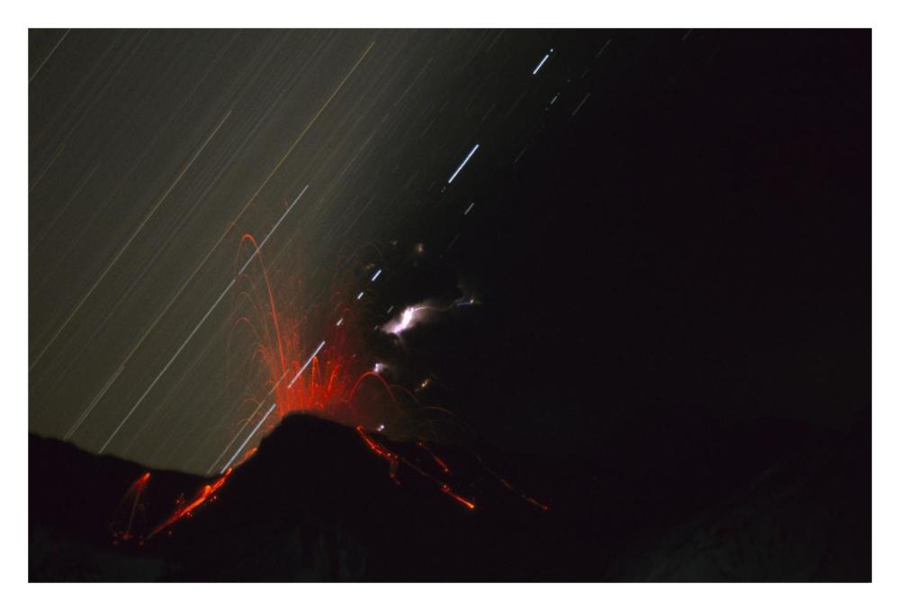 Mt Ruapehu time exposure from 1996 eruption, Tongariro NP, New Zealand-Paper Art-32"x22"