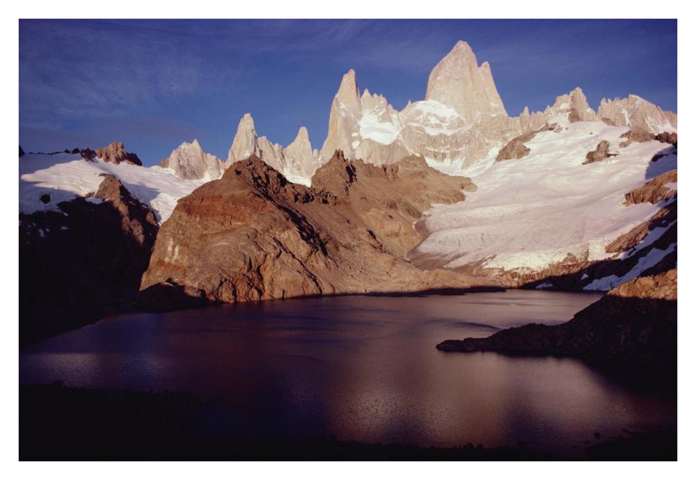 Fitzroy Massif with sunrise glow on granite spires, Los Glaciares NP, Argentina-Paper Art-38"x26"