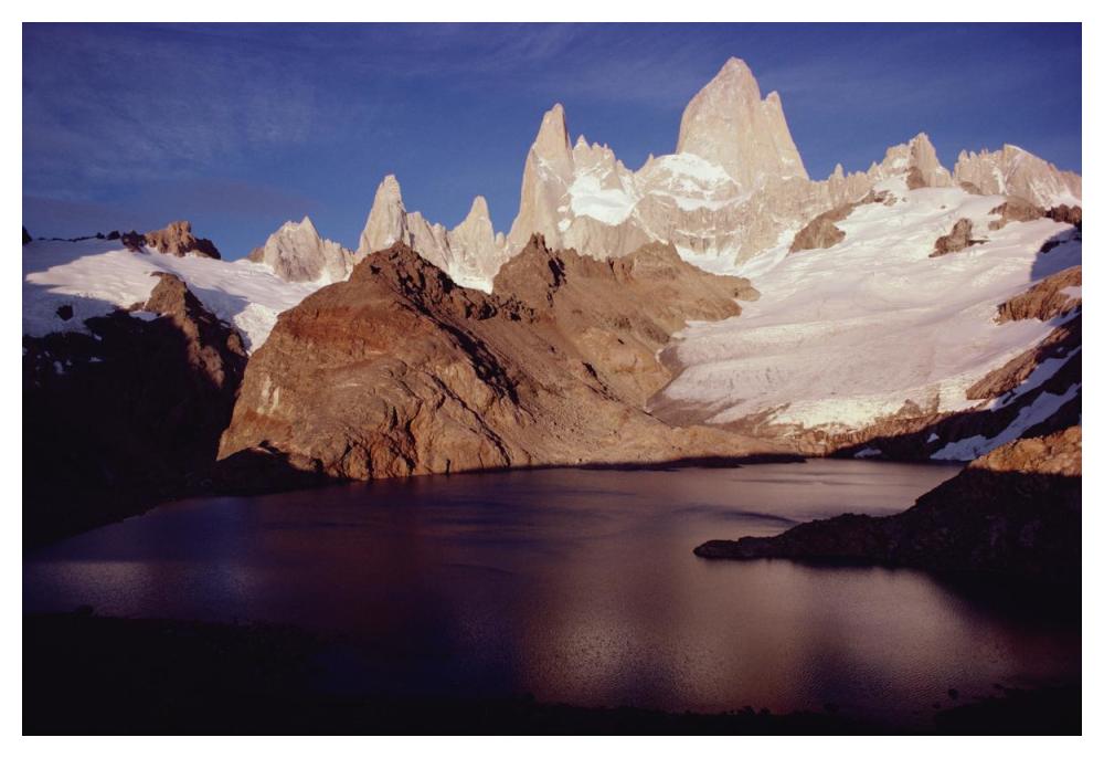 Fitzroy Massif with sunrise glow on granite spires, Los Glaciares NP, Argentina-Paper Art-50"x34"