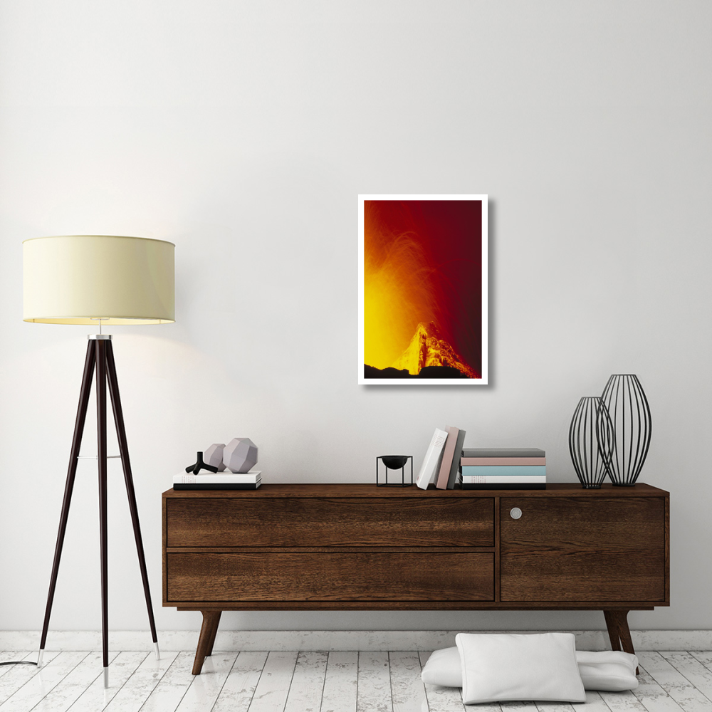 Spatter cone and lava fountain, February 1995, Galapagos Islands, Ecuador-Paper Art-22&quotx32"