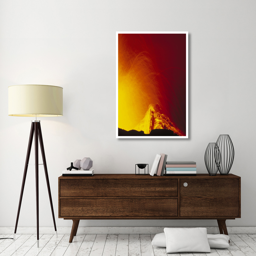 Spatter cone and lava fountain, February 1995, Galapagos Islands, Ecuador-Paper Art-34&quotx50"