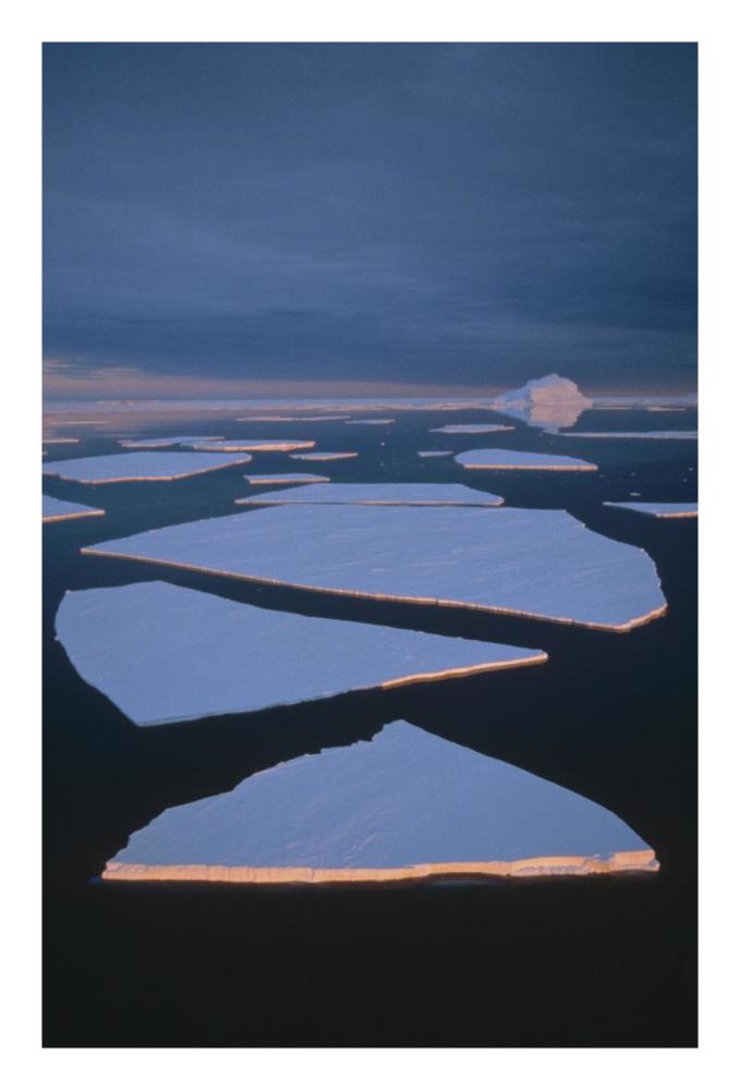 Broken fast ice under midnight sun, Edward VIII Bay, east Antarctica-Paper Art-18"x26"