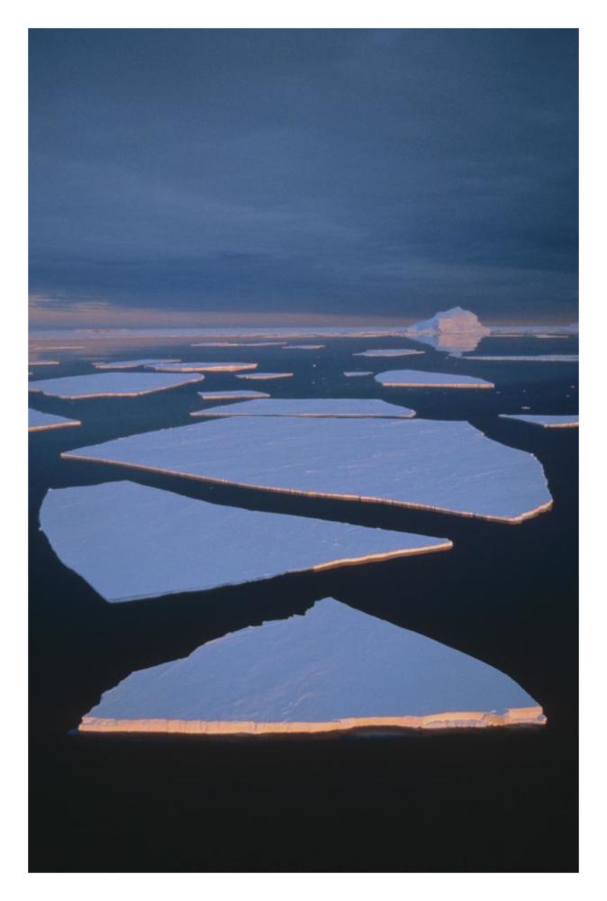 Broken fast ice under midnight sun, Edward VIII Bay, east Antarctica-Paper Art-22"x32"