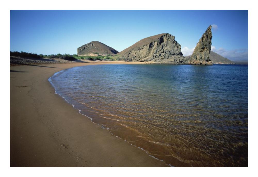 Pinnacle Rock and volcanic beach, Galapagos Islands, Ecuador-Paper Art-26"x18"
