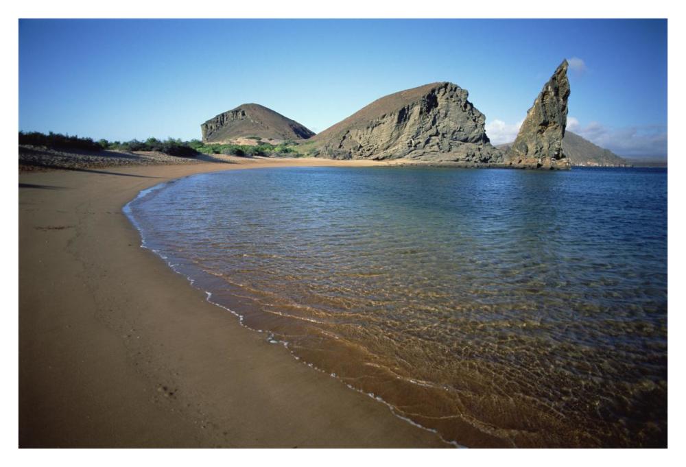 Pinnacle Rock and volcanic beach, Galapagos Islands, Ecuador-Paper Art-38"x26"