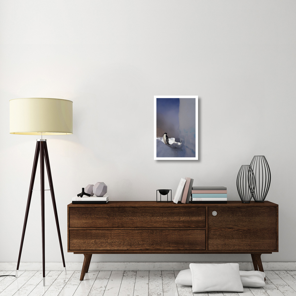 Adelie Penguin on sea ice, Possession Island, Antarctica-Paper Art-18&quotx26"