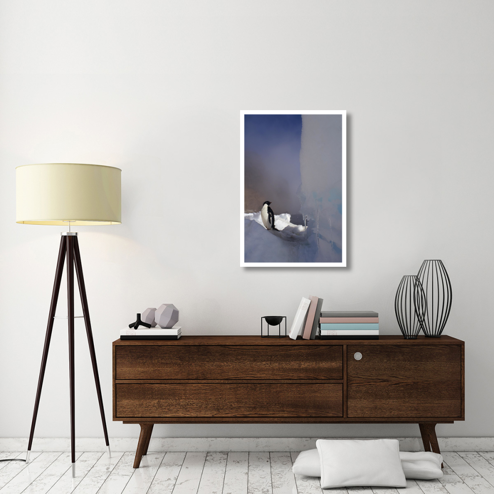 Adelie Penguin on sea ice, Possession Island, Antarctica-Paper Art-26&quotx38"